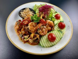 Salade de crevettes epicée au restaurant Sabai Thai à Etoy